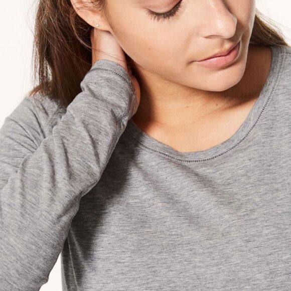 LULULEMON Cinch It Long Sleeve Top Heathered Medium Grey Women’s Size 2 - Picture 5 of 10